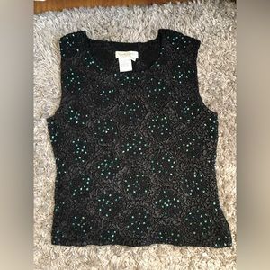 Scrunchy roush-y tank top with sequence